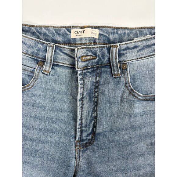 OAT New York Jeans Women’s Cropped Wide Leg Size 10 Blue Raw Hem - Picture 3 of 6